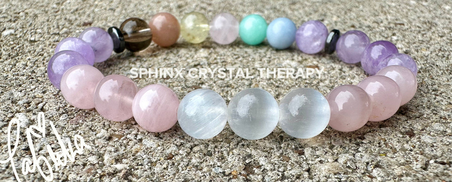 8mm Anxiety Support - PASTEL Chakra Stones - AAA Lavender Amethyst - Rose Quartz - Calming Energy Gemstones - Crystal Healing Bracelet