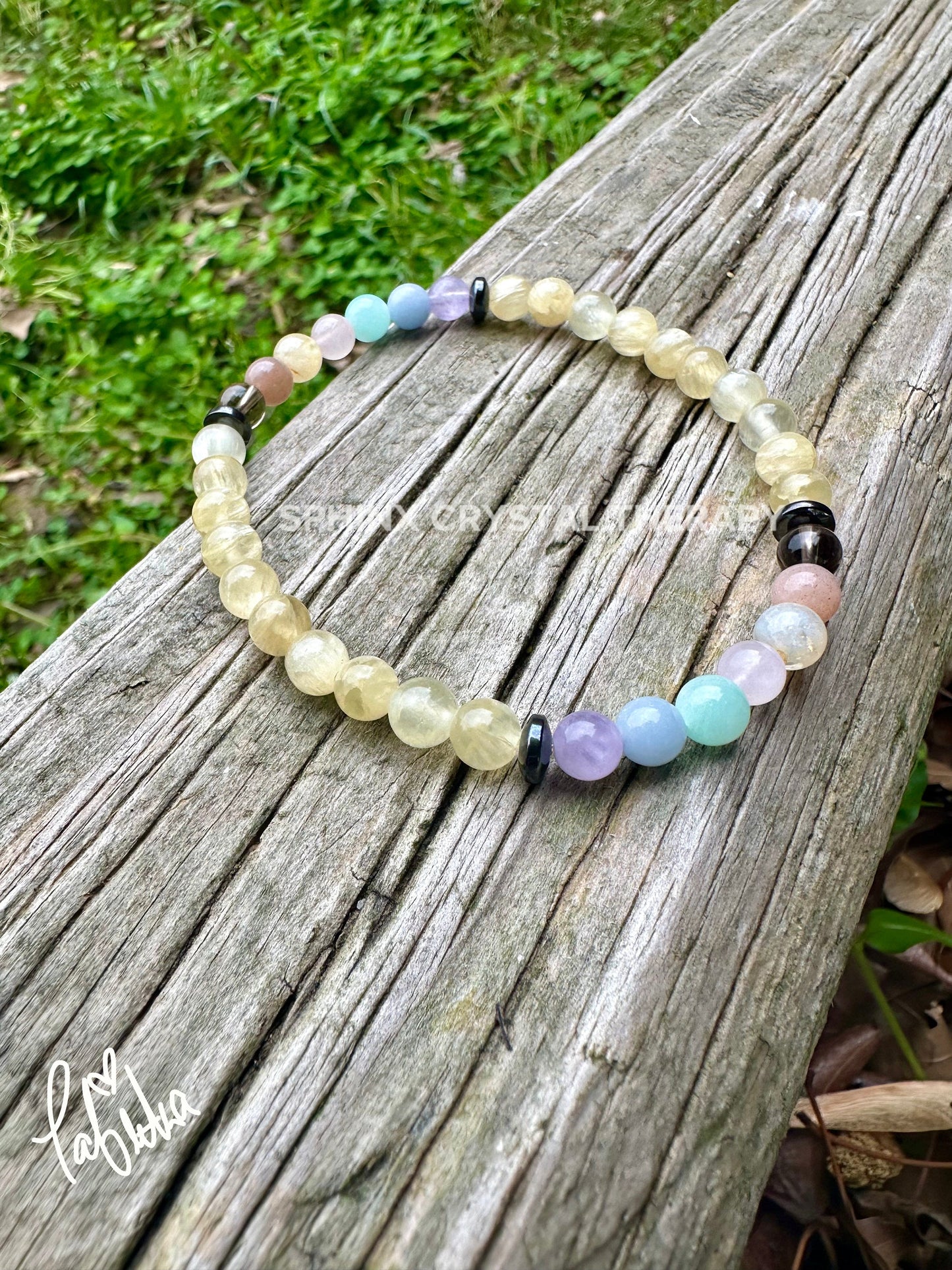 6mm RARE AAA Golden Selenite - Aura Protection & Intuition - PASTEL Chakra Stones - Manifest Higher Self - Crystal Healing Gemstone Anklet