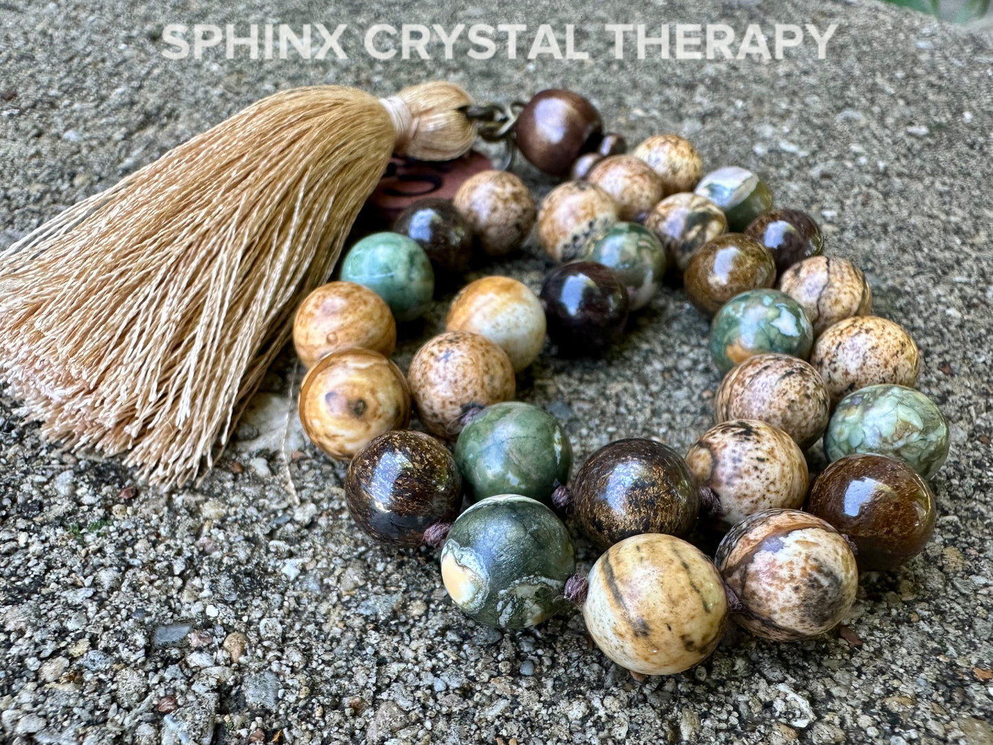 Grounded Earth Energy Car Charm - Protection - Gratitude - Positivity "Kuranda's Rain Dance" Crystal Healing Rear View Mirror Ornament Mala