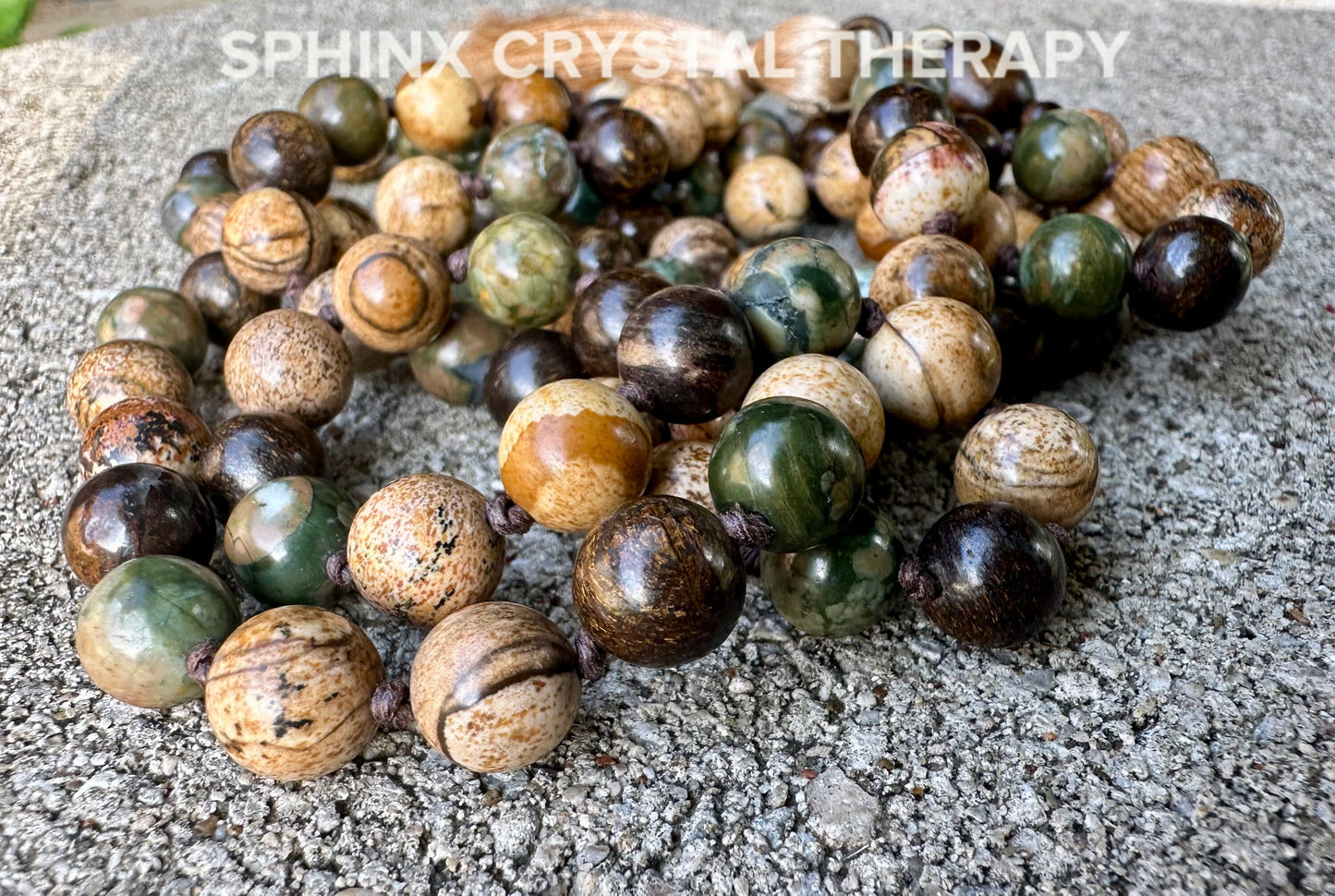 Grounded Earth Energy Mala - Protection - Gratitude - Positivity "Kuranda's Rain Dance" AAA Jasper Crystal Healing Gemstone Mantra Necklace
