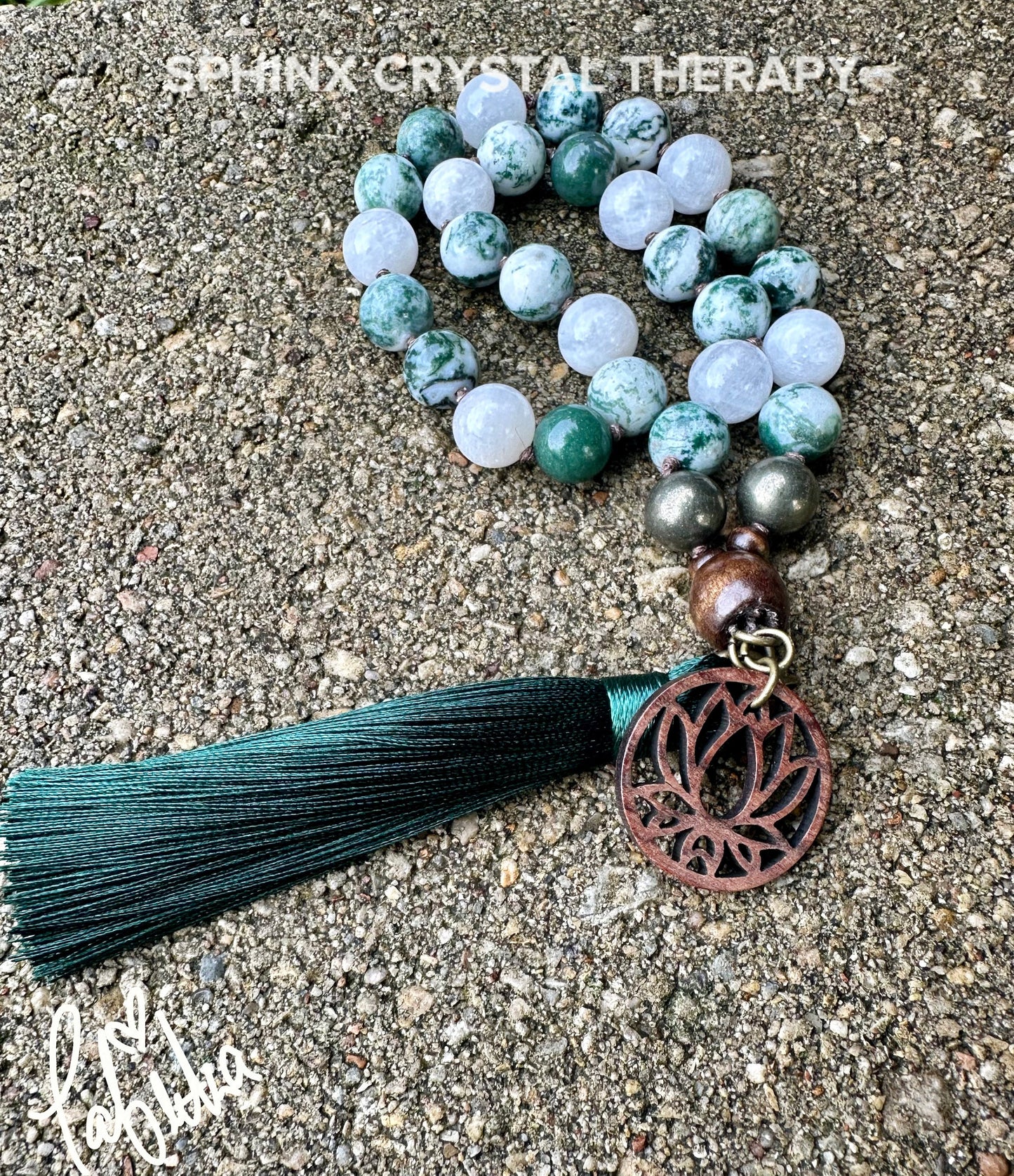 Calming Car Charm - Stress Relief & Anxiety Support " Mother Bodhi " Moonstone - AAA Gemstones - Crystal Healing Rear View Mirror Ornament