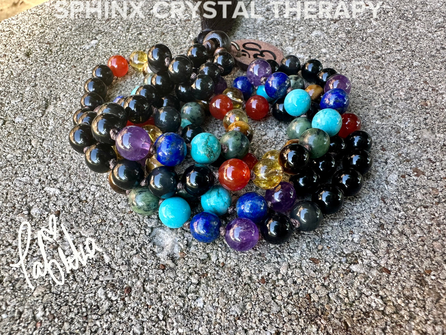 Chakra Mala - Protection & Energy Balance Necklace - Vibrational Stones - Black Obsidian - AAA Real Crystal Healing Gemstones - 108 Mantra