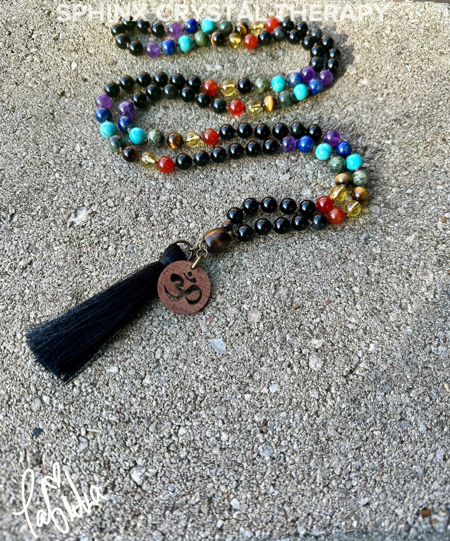 Chakra Mala - Protection & Energy Balance Necklace - Vibrational Stones - Black Obsidian - AAA Real Crystal Healing Gemstones - 108 Mantra