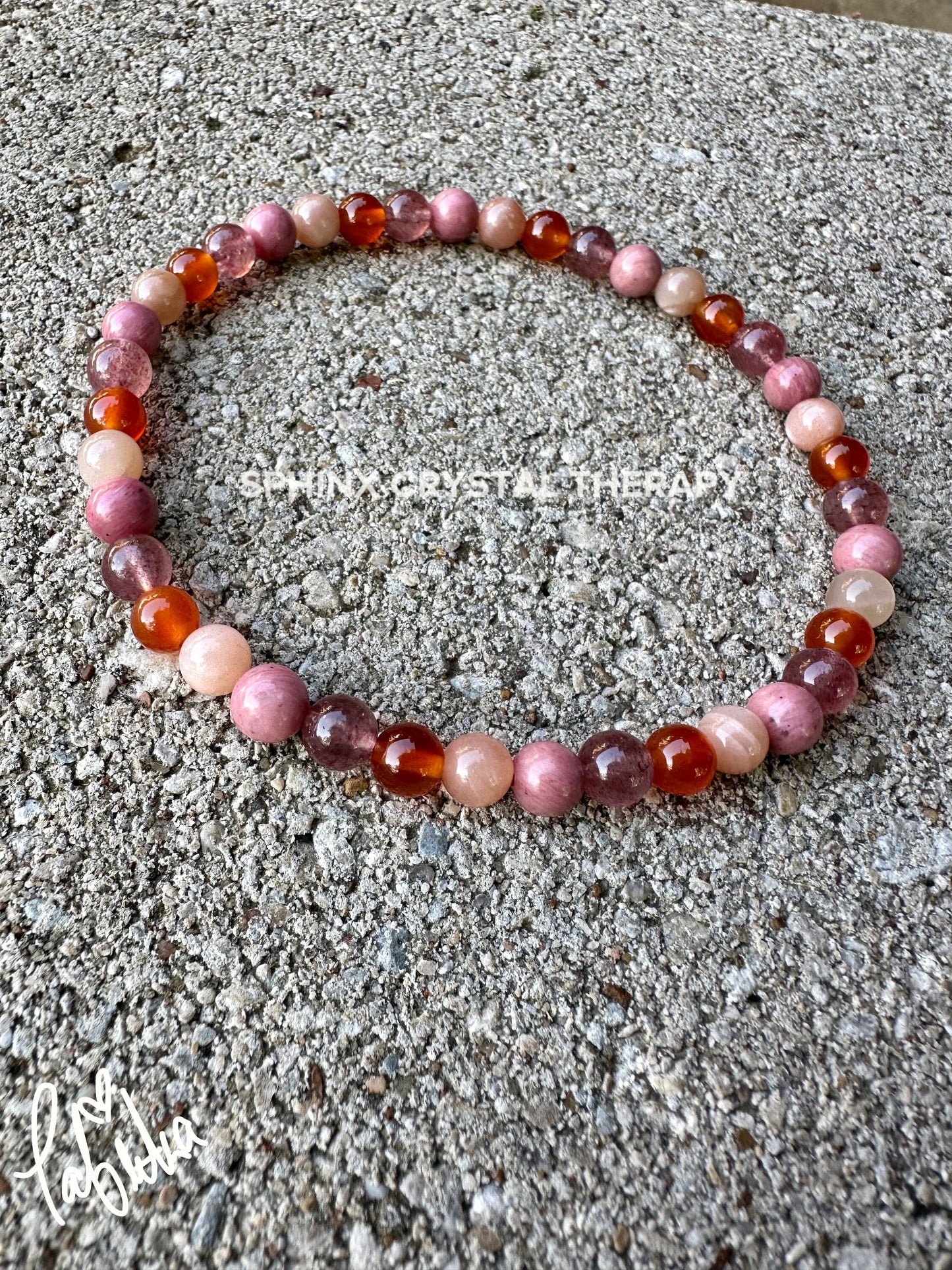Motivation Anklet - Inspiration - Creativity " After the Sunrise " Self Empowerment - Strawberry Quartz - Sunstone - Crystal Healing Stones