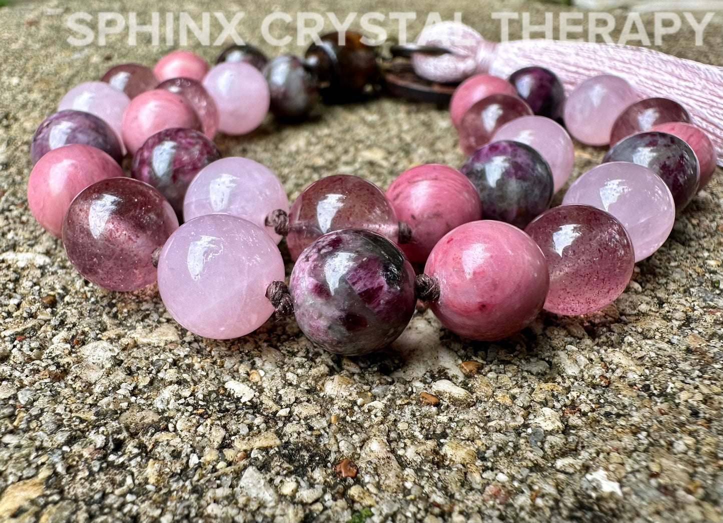 Self Love & Emotional Healing Car Charm " Strawberry Fields " Rose Quartz - Eudialyte - Crystal Healing Gemstone Rear View Mirror Ornament