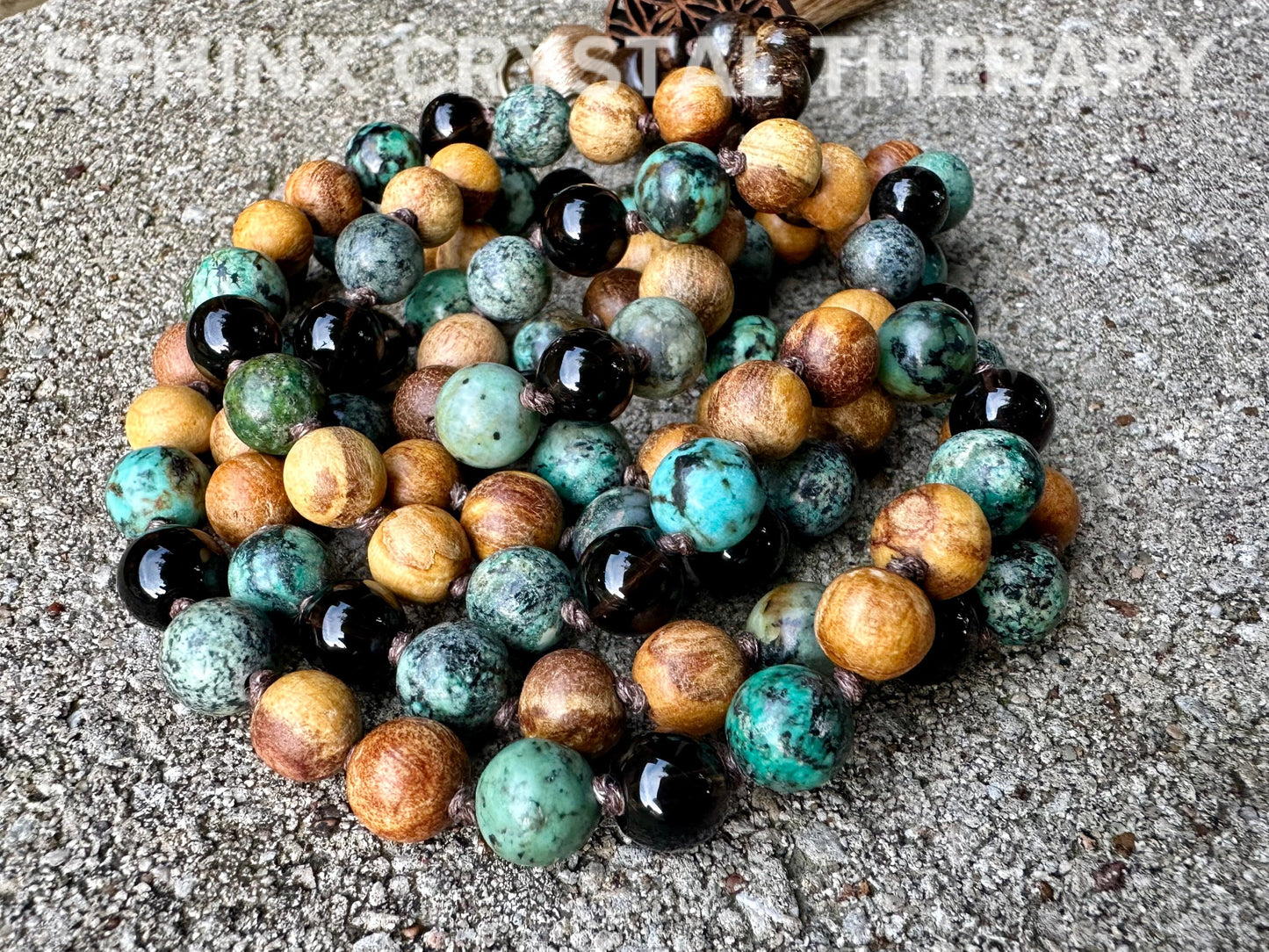 Earth Energy Mala - IMPERFECT STONES Spiritual Grounding " Voice Of The Earth " Crystal Healing Gemstones DISCOUNTED Palo Santo Necklace