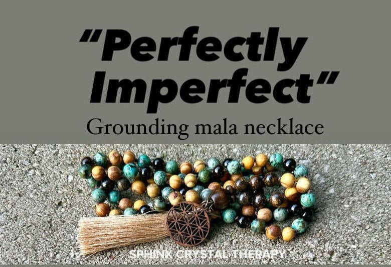 Earth Energy Mala - IMPERFECT STONES Spiritual Grounding " Voice Of The Earth " Crystal Healing Gemstones DISCOUNTED Palo Santo Necklace