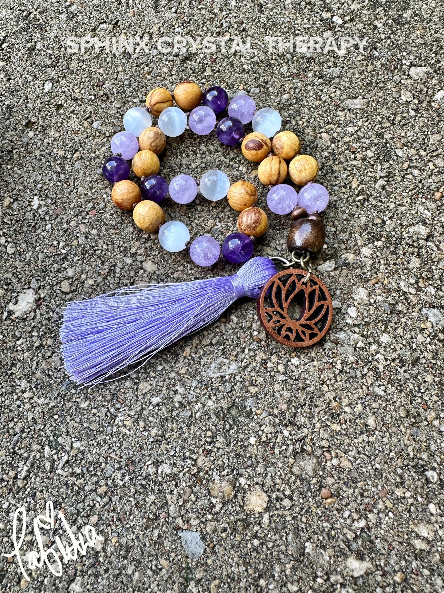 High Vibration Car Charm " The Light Worker " Divine Healer - Amethyst - Selenite - Crystal Gemstone Palo Santo Rear View Mirror Ornament