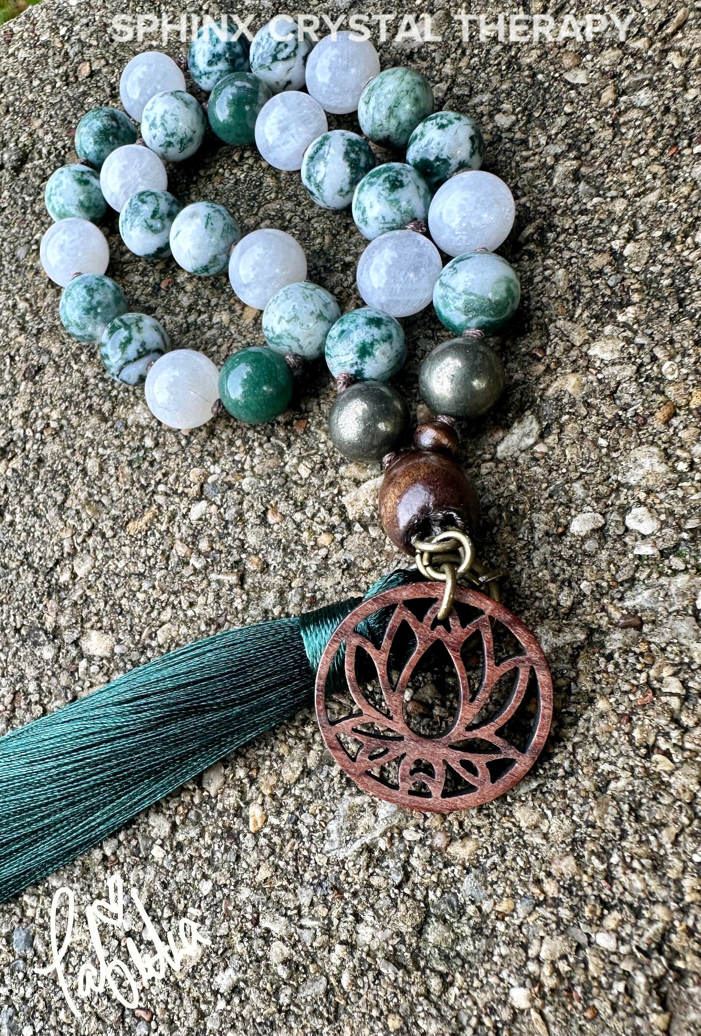 Calming Car Charm - Stress Relief & Anxiety Support " Mother Bodhi " Moonstone - AAA Gemstones - Crystal Healing Rear View Mirror Ornament