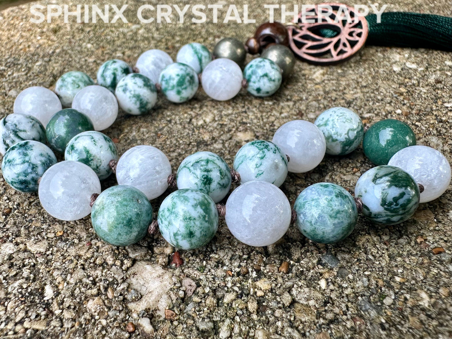 Calming Car Charm - Stress Relief & Anxiety Support " Mother Bodhi " Moonstone - AAA Gemstones - Crystal Healing Rear View Mirror Ornament