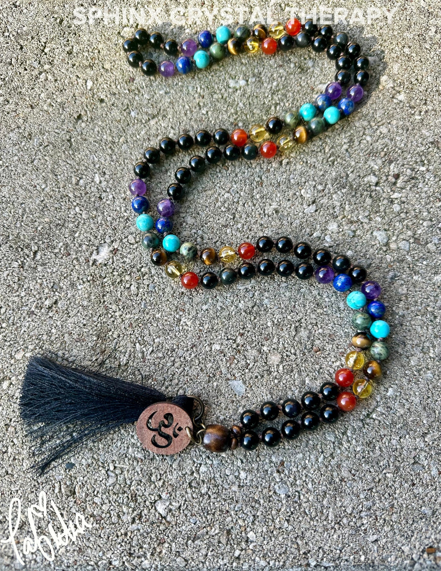 Chakra Mala - Protection & Energy Balance Necklace - Vibrational Stones - Black Obsidian - AAA Real Crystal Healing Gemstones - 108 Mantra
