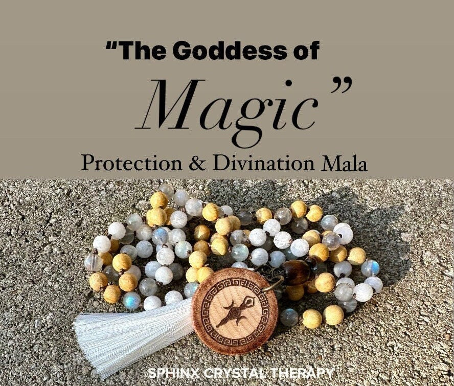 Divine Feminine Mala Necklace " The Goddess of Magic " Gifted Abilities - Higher Consciousness - Mantra Meditation - Crystal Healing Stones
