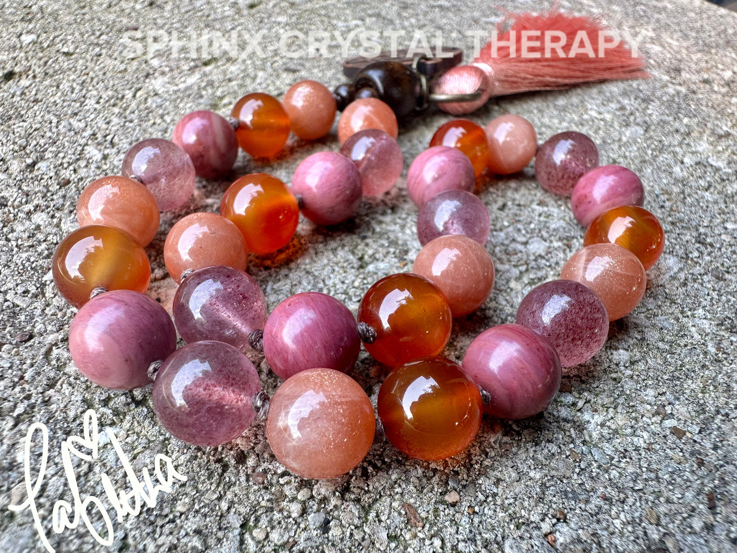 Motivation Car Charm - Inspiration & Creativity "After the Sunrise" Strawberry Quartz - Sunstone - Crystal Healing Rear View Mirror Ornament