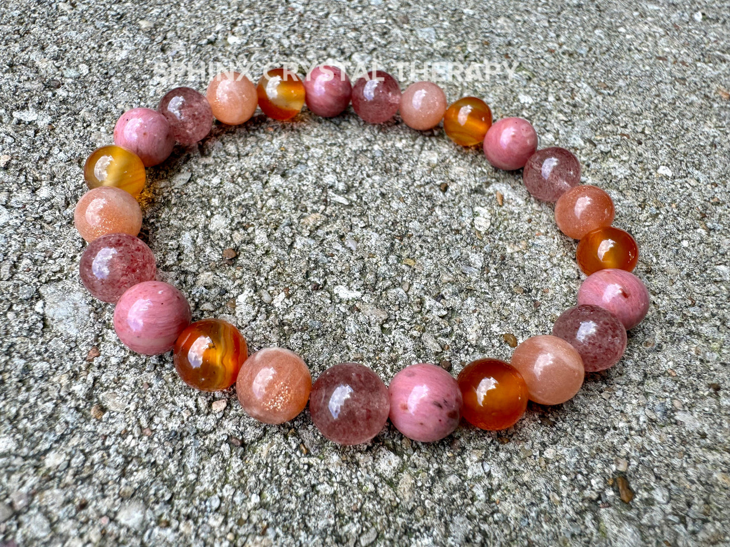 Motivation - Inspiration - Creativity " After the Sunrise " Self Empowerment - Strawberry Quartz - Sunstone - Crystal Healing Bracelet
