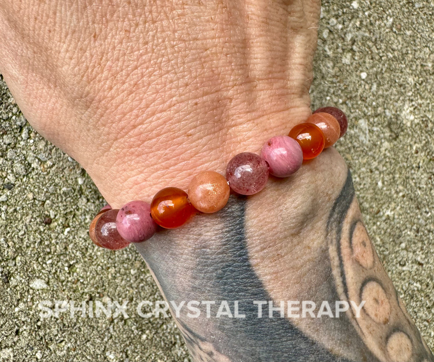 Motivation - Inspiration - Creativity " After the Sunrise " Self Empowerment - Strawberry Quartz - Sunstone - Crystal Healing Bracelet