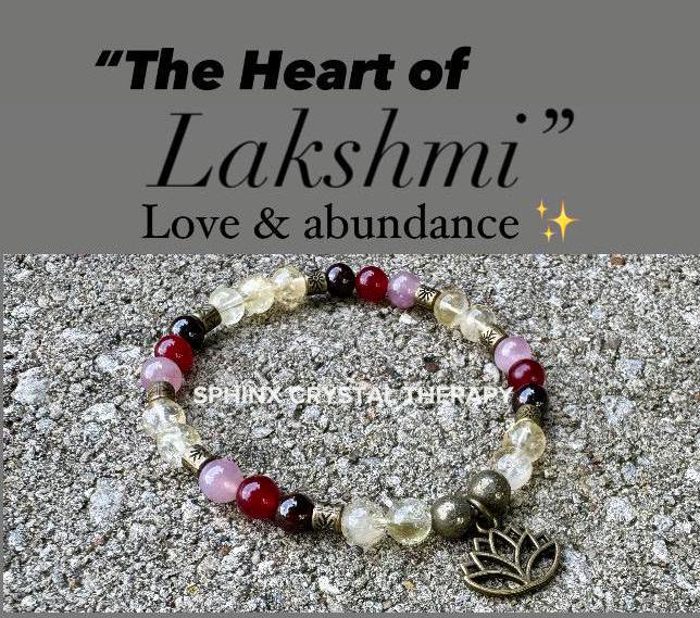Prosperity - Manifest Wealth - Abundance " The Heart of Lakshmi " - Hindu Goddess - Deity - Real Gemstone Crystal Healing Bracelet