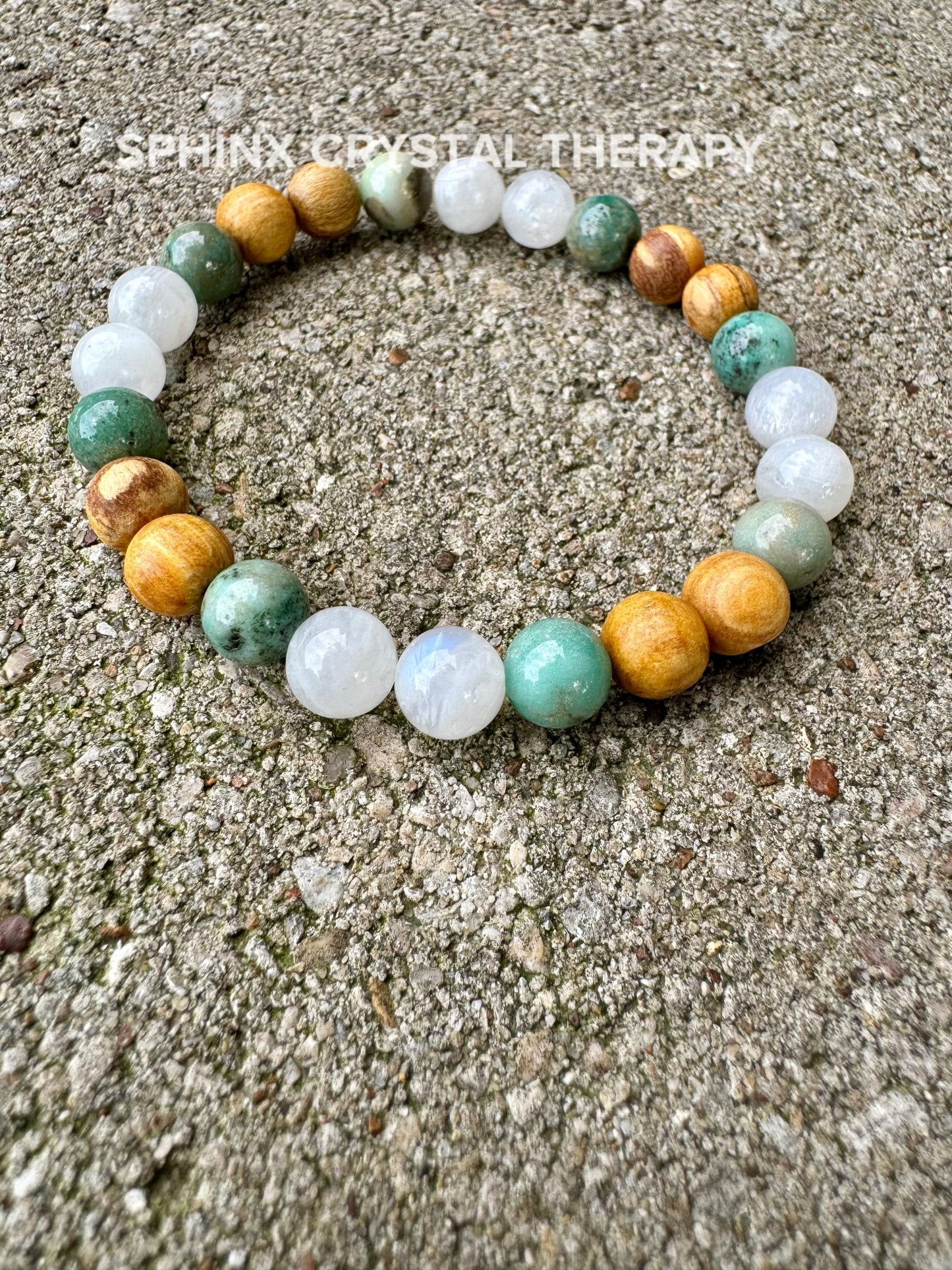 Emotional Healing - IMPERFECT STONES - Anxiety support - Self Love Moonstone - Chrysoprase - Palo Santo DISCOUNTED Crystal Gemstone Bracelet