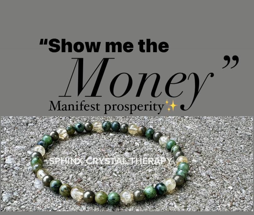 Anklet- Manifest Wealth Fortune " Show Me The Money " Success Business Mindset Luck Crystal Therapy Gemstone Ankle Bracelet