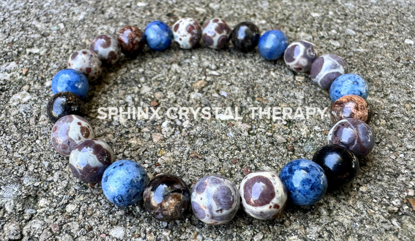 Intuition - Gifted Abilities - Insight " The Spirit Walkers Totem " AAA Dumortierite - Phlogopite - Real Crystal Healing Gemstone Bracelet