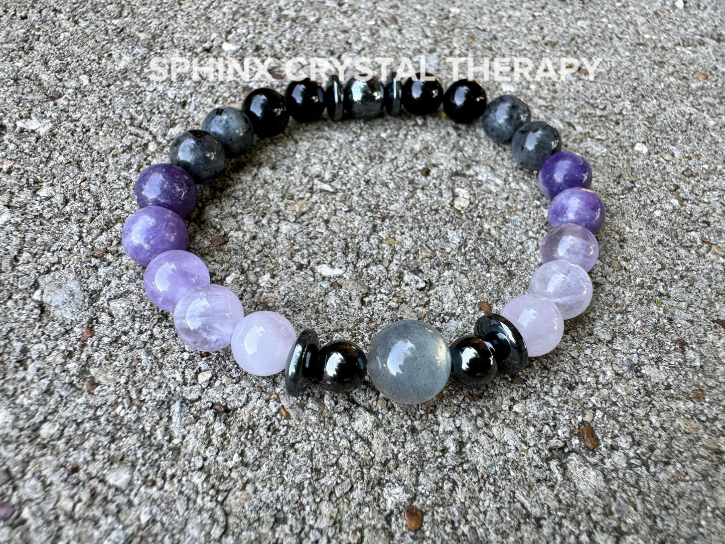 Only One - Empath Recharge - IMPERFECT STONES - Lepidolite - Rose Quartz - Labradorite - Tourmaline DISCOUNTED Crystal Healing Bracelet - 4
