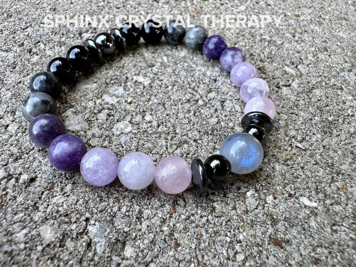 Only One - Empath Recharge - IMPERFECT STONES - Lepidolite - Rose Quartz - Labradorite - Tourmaline DISCOUNTED Crystal Healing Bracelet - 10