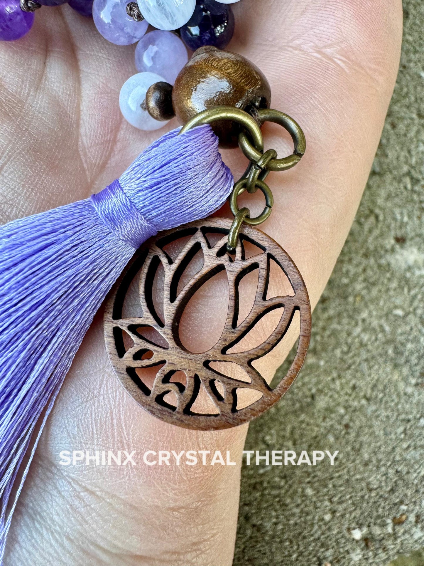Only One High Vibration Mala " Lady of the Violet Flame " Divine Healer - RARE High Grade Amethyst - Real Crystal Healing Gemstone Necklace