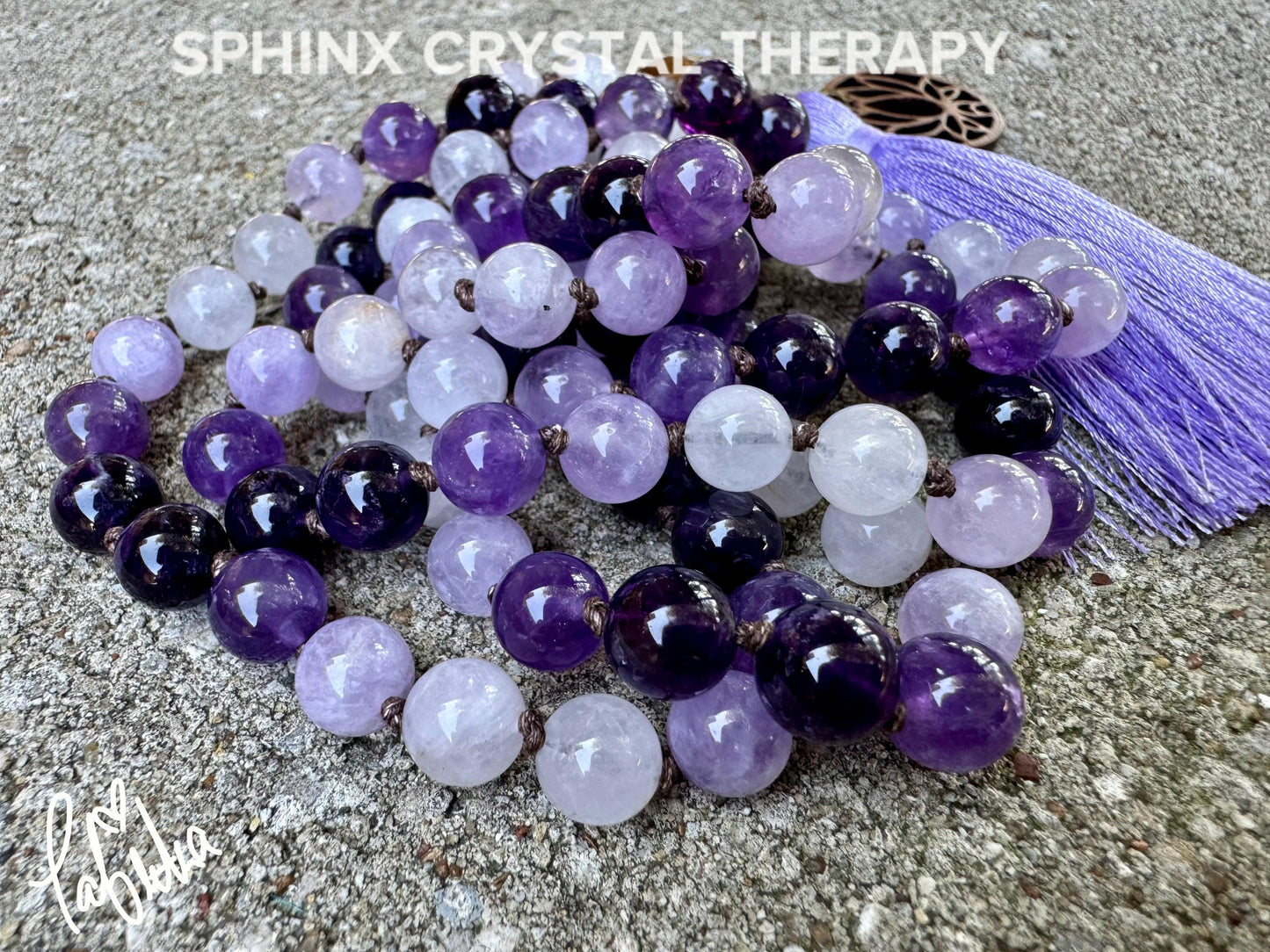 Only One High Vibration Mala " Lady of the Violet Flame " Divine Healer - RARE High Grade Amethyst - Real Crystal Healing Gemstone Necklace