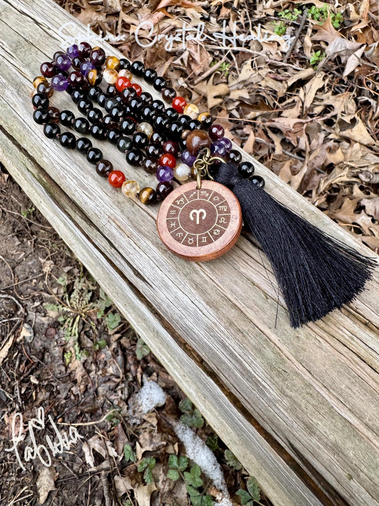 Aries Energy Mala Necklace " The Passionate Aries " Astrology Zodiac Stones - March April Birthday - Real High Quality Crystal Gemstones