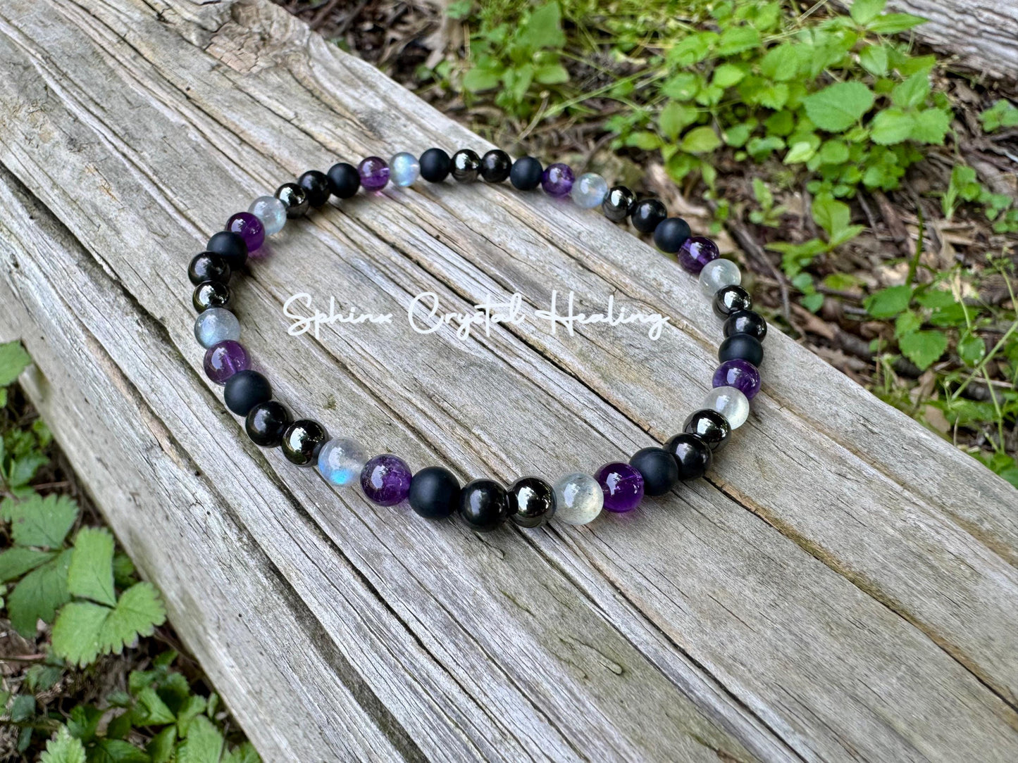 Empath Anklet - EMF Protection - Nope " Not Today " Anxiety & Stress - Shungite - Amethyst - Labradorite - Crystal Healing AAA Gemstones