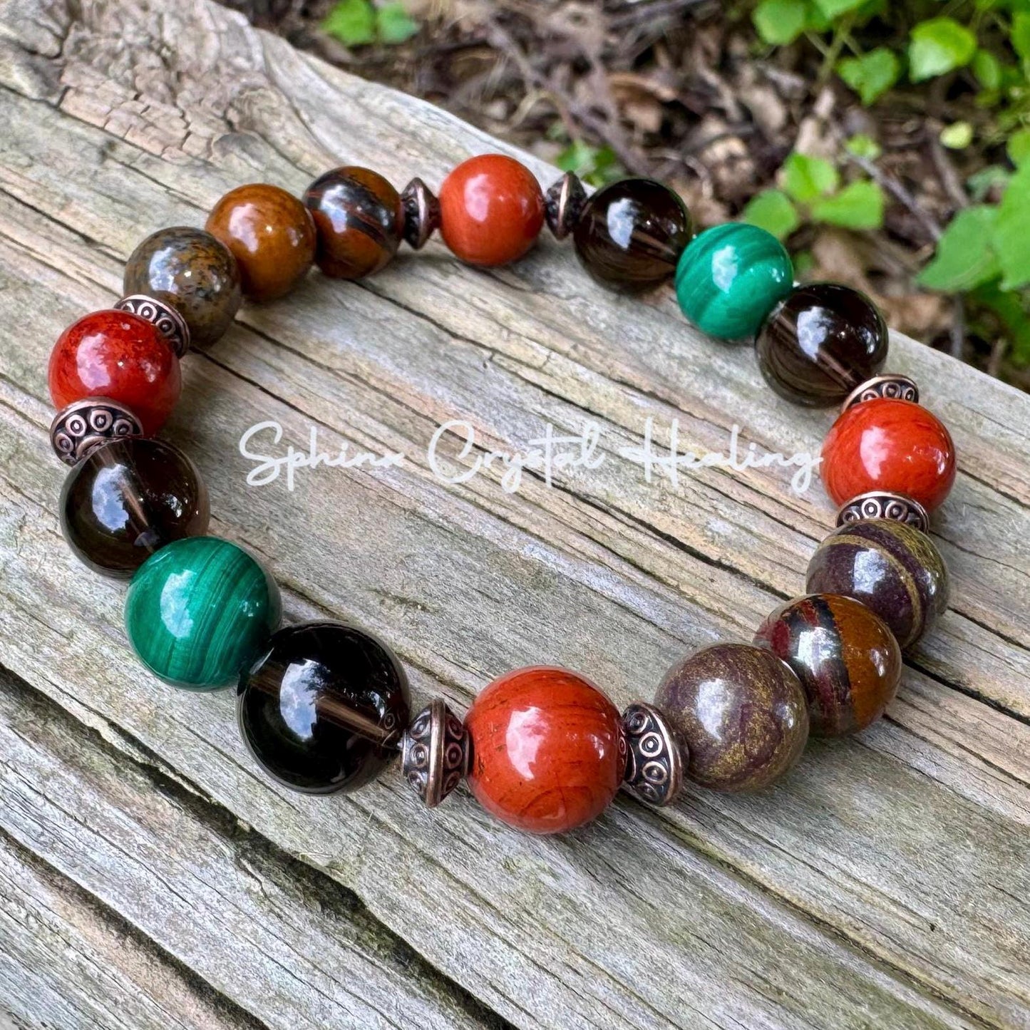 MENS 10MM - PTSD Trauma Recovery - Emotional Abuse Healing " The Strength Of Terra " Sadness - Depression - REAL Crystal Gemstone Bracelet