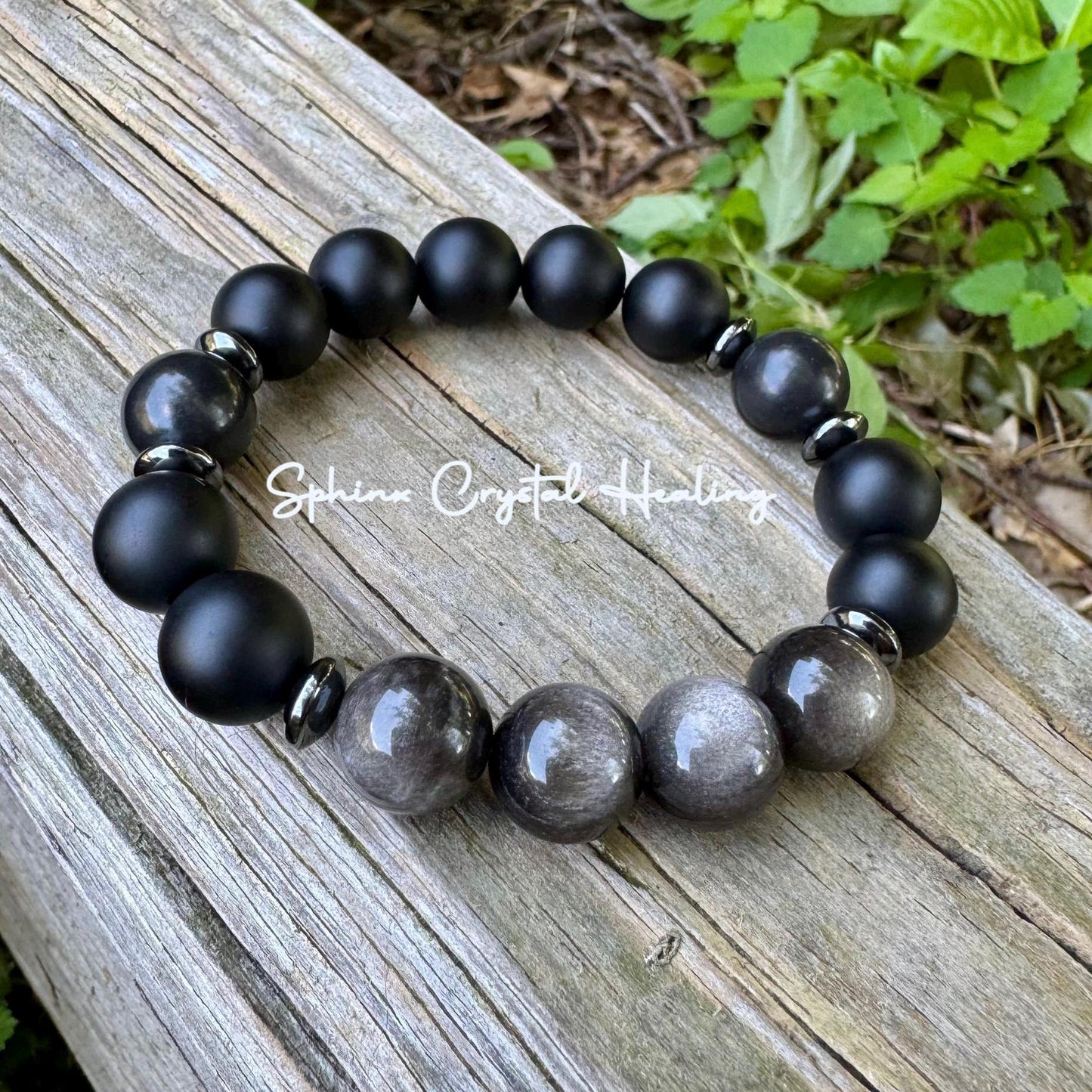 12MM Self Transformation & Spiritual Growth " Divine Reflection " Shungite EMF Protection - Onyx Obsidian Crystal Healing Gemstone Bracelet