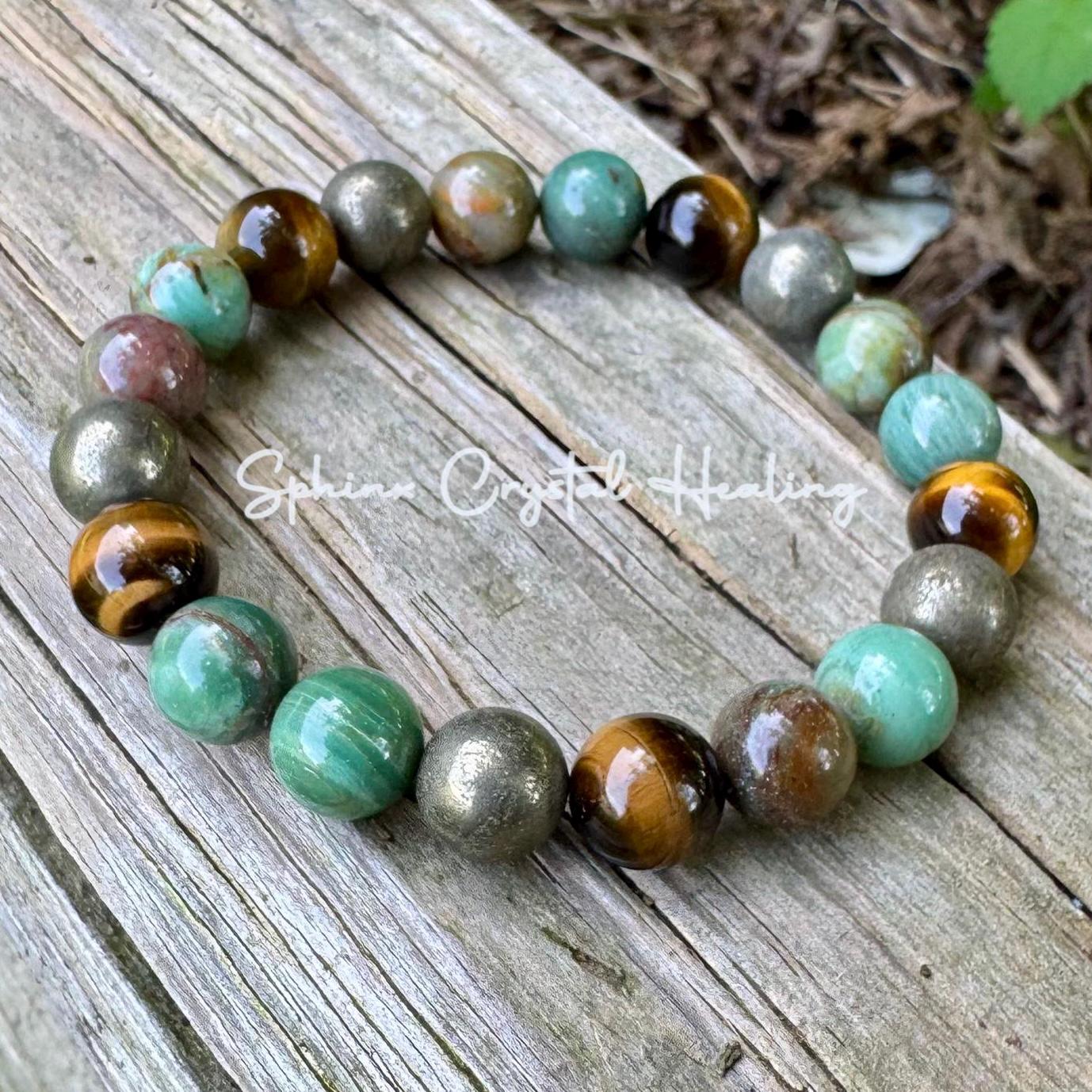 10MM Strength & Wisdom Bracelet " Dragon Heart " Courage and Protection - Self Empowerment - Crystal Healing Gemstones