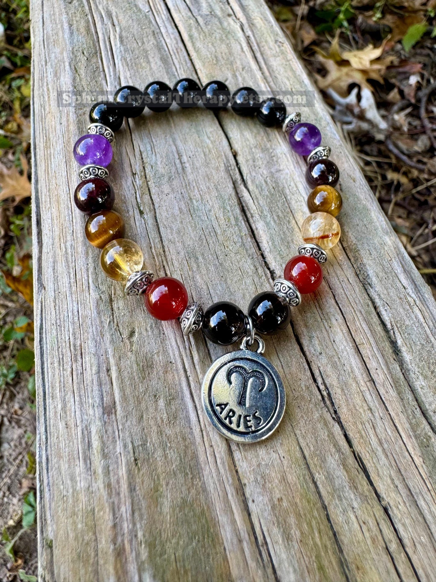 Aries Energy - Zodiac Horoscope " The Passionate Aries " March April Birthday - REAL Quality Gemstones - Crystal Healing Bracelet