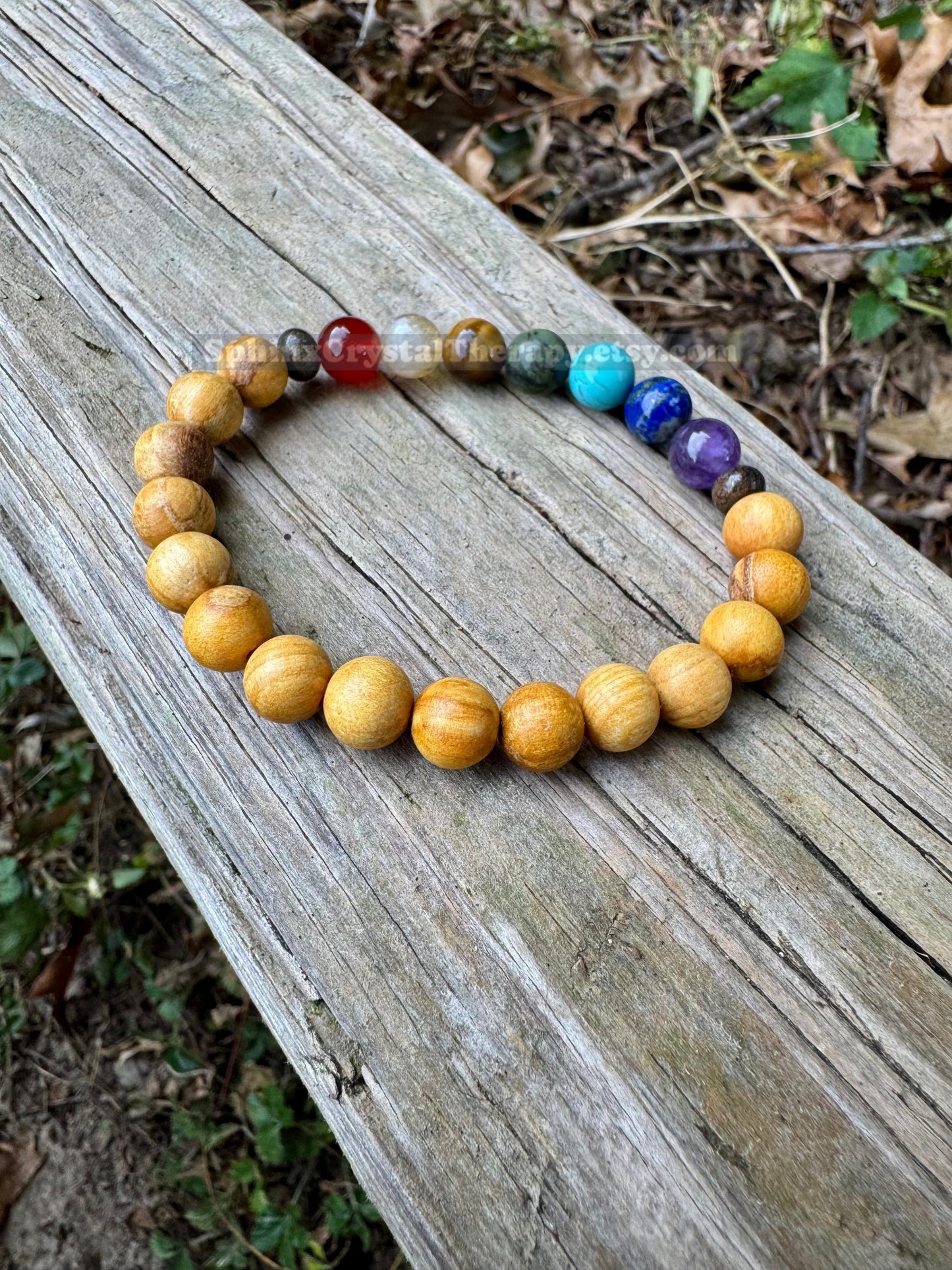 Chakra Balance - Palo Santo Wood - Clearing Negativity - Clear Auric Field - Negative Energy - REAL Crystal Healing Gemstone Bracelet
