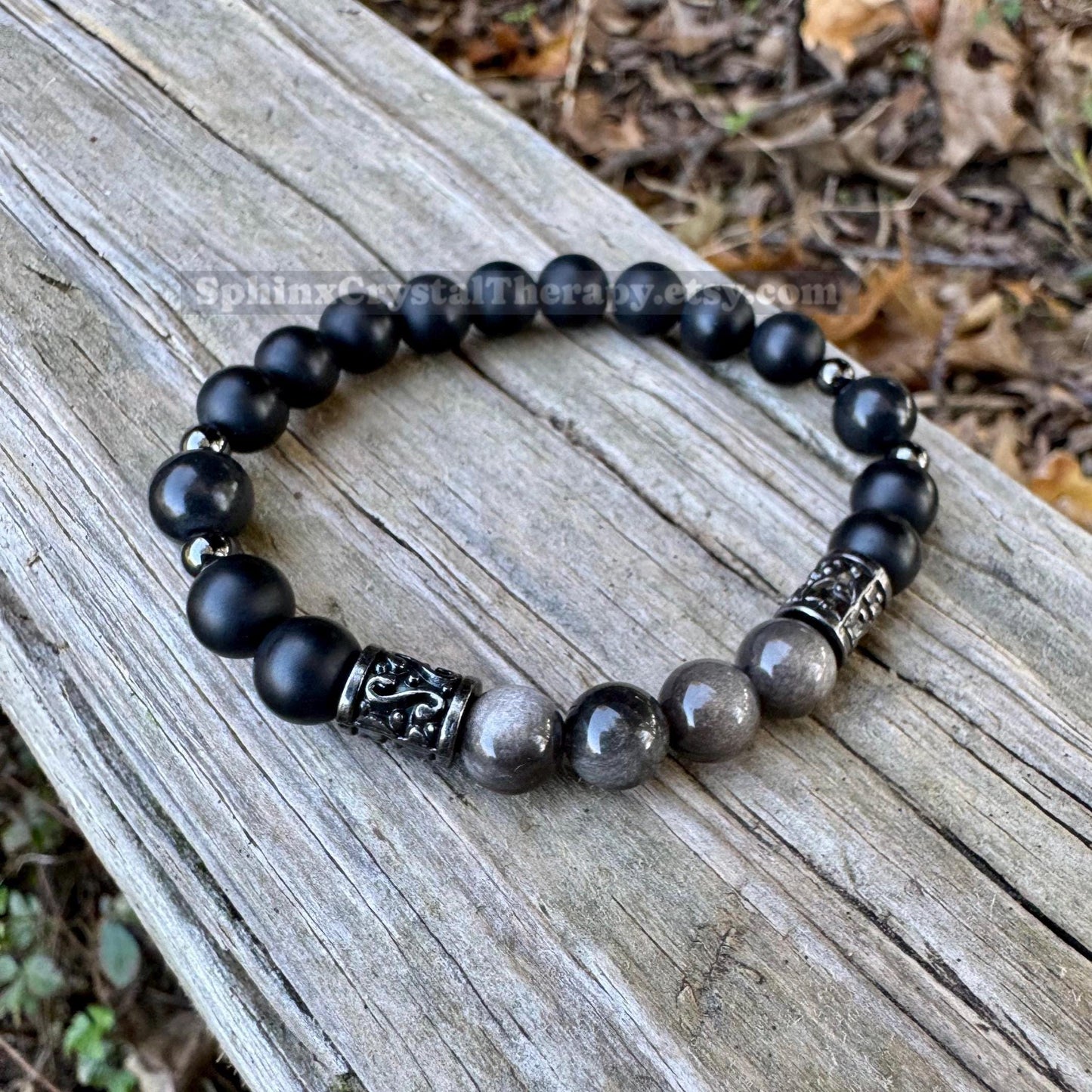 Self Transformation - Spiritual Growth " Divine Reflection " AAA Shungite - EMF Protection - Crystal Healing Gemstone Humility Bracelet