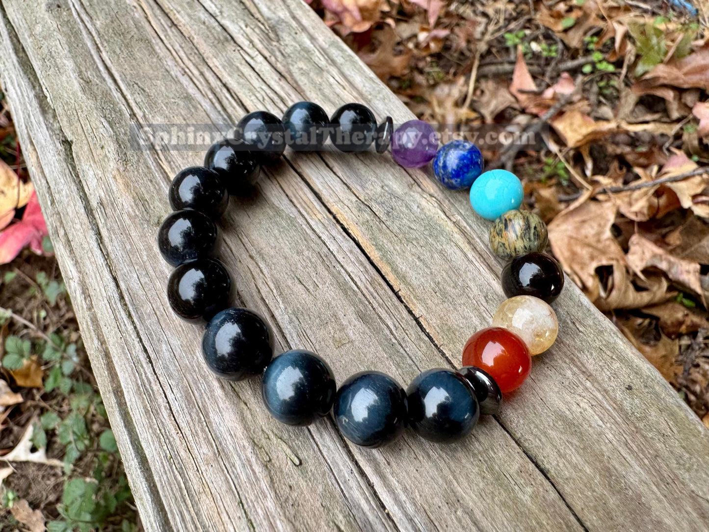 10MM Protection & Strength - Chakra Balance Stones - Intuition- Hawks Eye Gemstones - Blue Tigers Eye - Energy Healing Bracelet