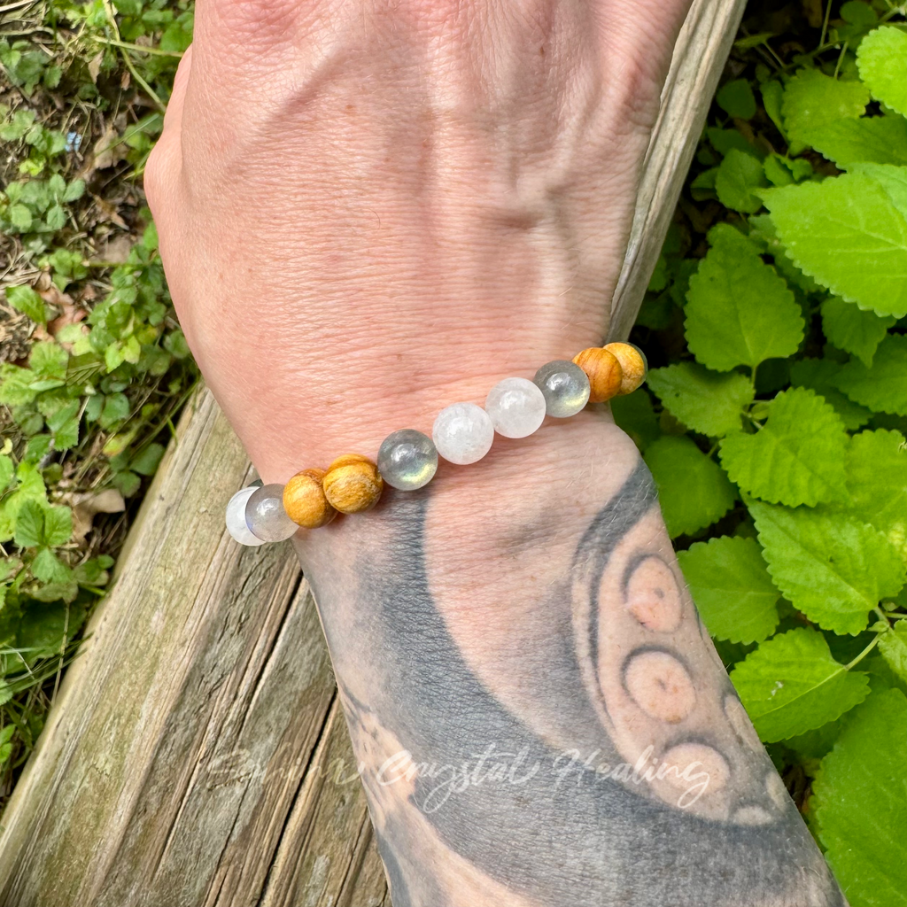 Goddess of Magic • Labradorite, Moonstone & Palo Santo Intuition Bracelet