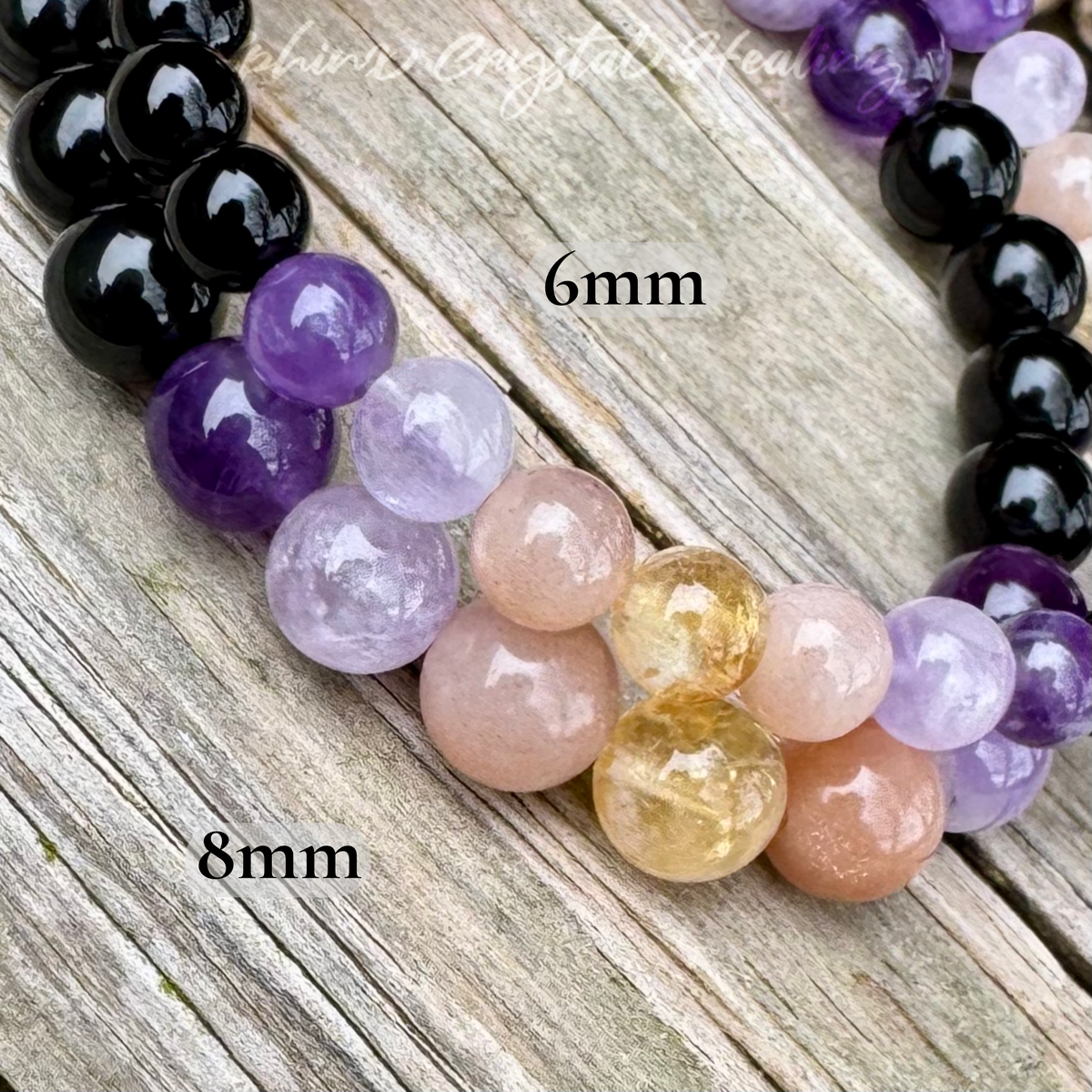 The Intuitive Cancer • Amethyst, Peach Moonstone & Black Tourmaline Zodiac Bracelet
