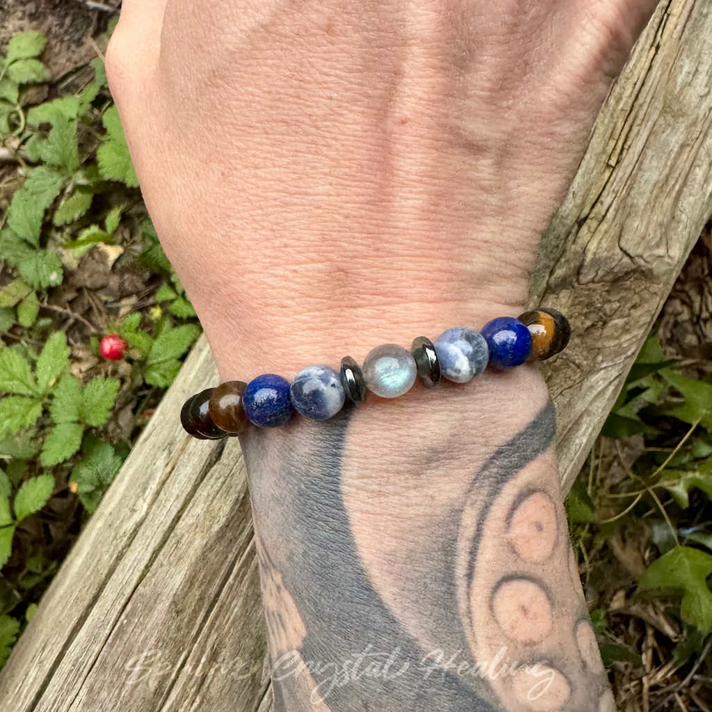 The Optimistic Sagittarius • Labradorite, Lapis & Tiger’s Eye Zodiac Bracelet