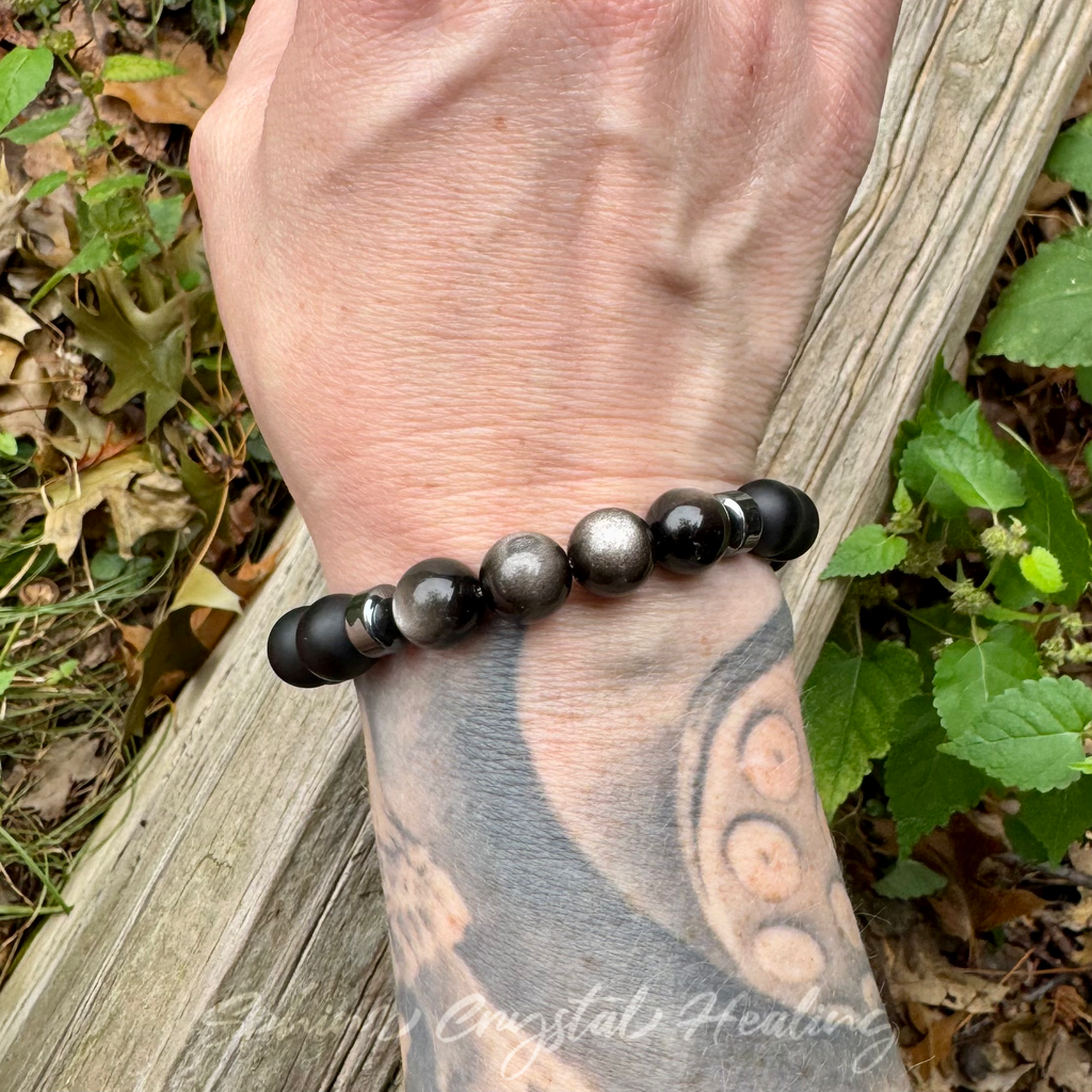 Divine Reflection • Shungite, Obsidian, Black Onyx & Hematite Spiritual Bracelet