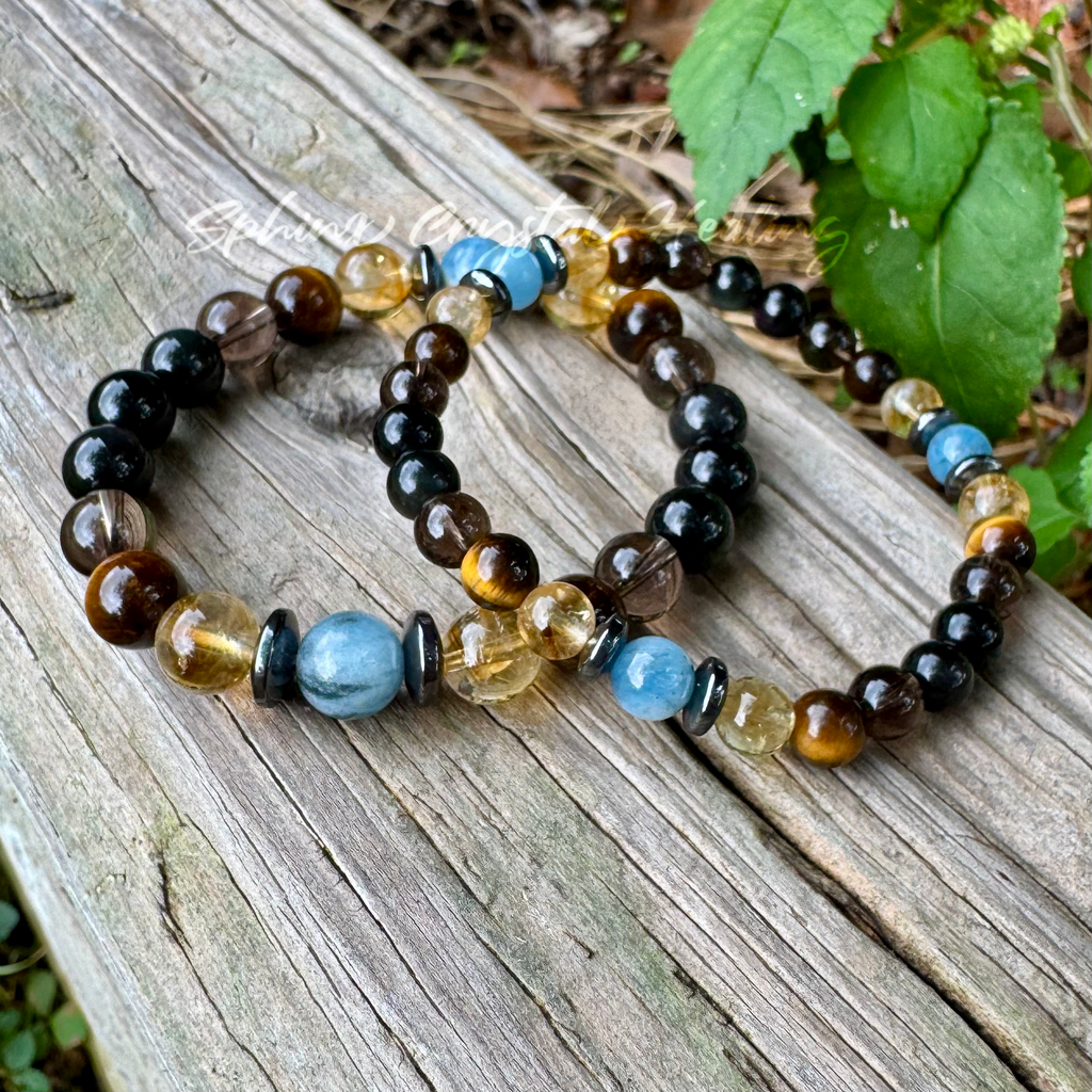The Intelligent Gemini • Tiger’s Eye, Citrine & Aquamarine Zodiac Bracelet