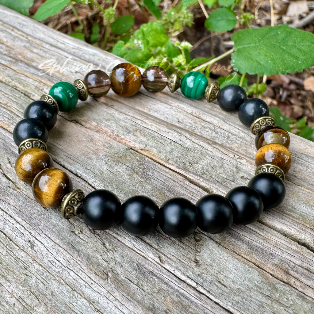 The Godfather • Malachite, Shungite, Tigers Eye & Black Onyx Strength & Protection Bracelet