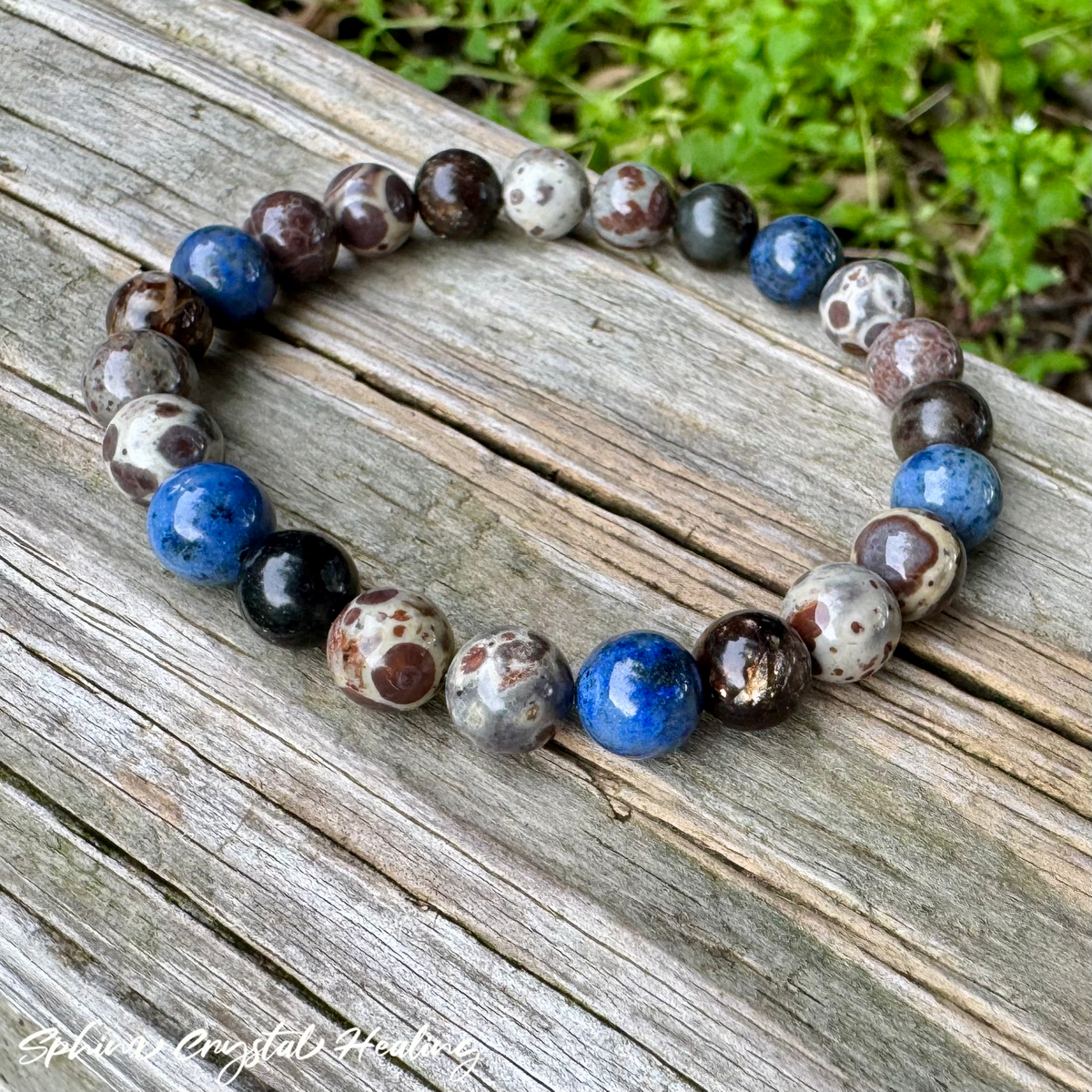The Spirit Walker’s Totem • Dumortierite, Jasper & Phlogopite Spiritual Bracelet