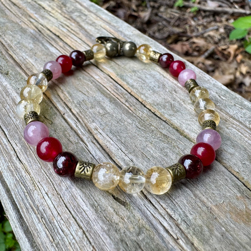 The Heart of Lakshmi • Citrine, Garnet, Jade & Pyrite Prosperity Bracelet