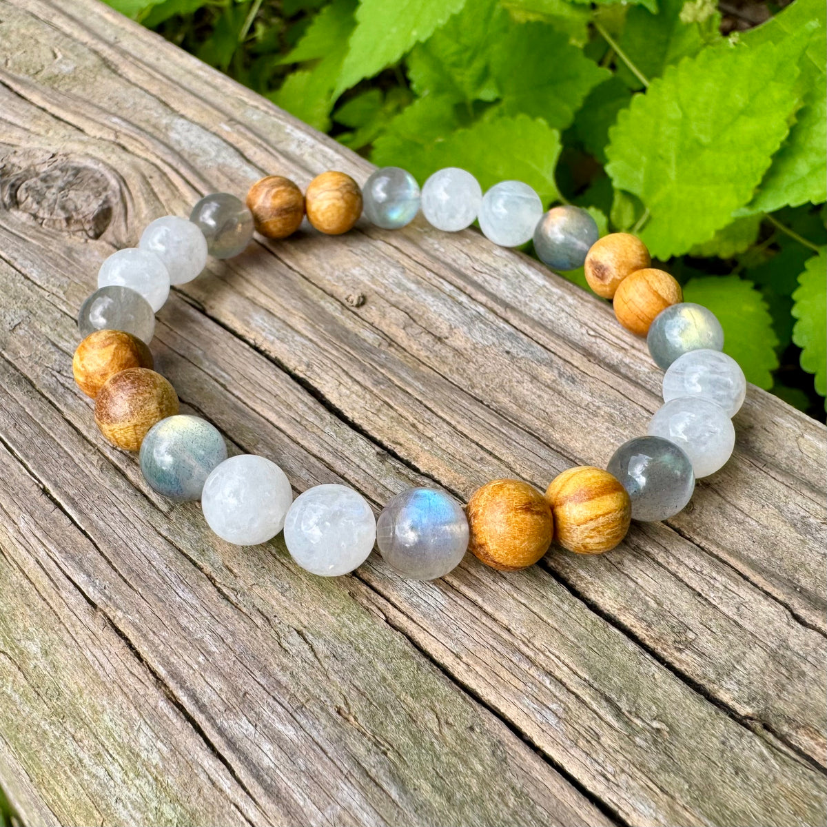Goddess of Magic • Labradorite, Moonstone & Palo Santo Intuition Bracelet