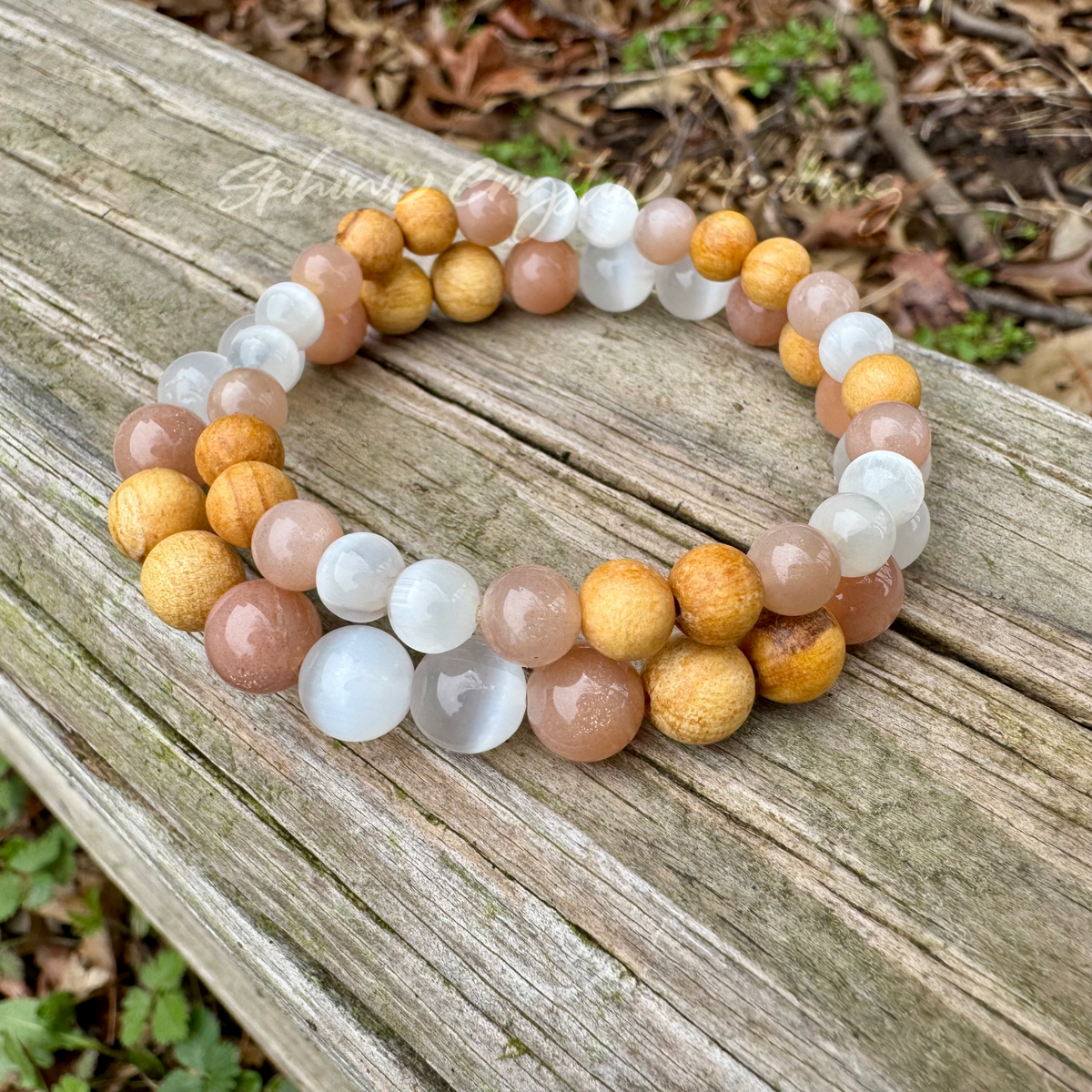 The White Witch • Selenite, Moonstone & Palo Santo Protection & Cleansing Bracelet