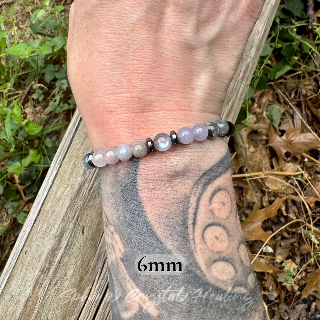 The Empath’s Halo • Labradorite, Amethyst & Black Tourmaline Protection Bracelet