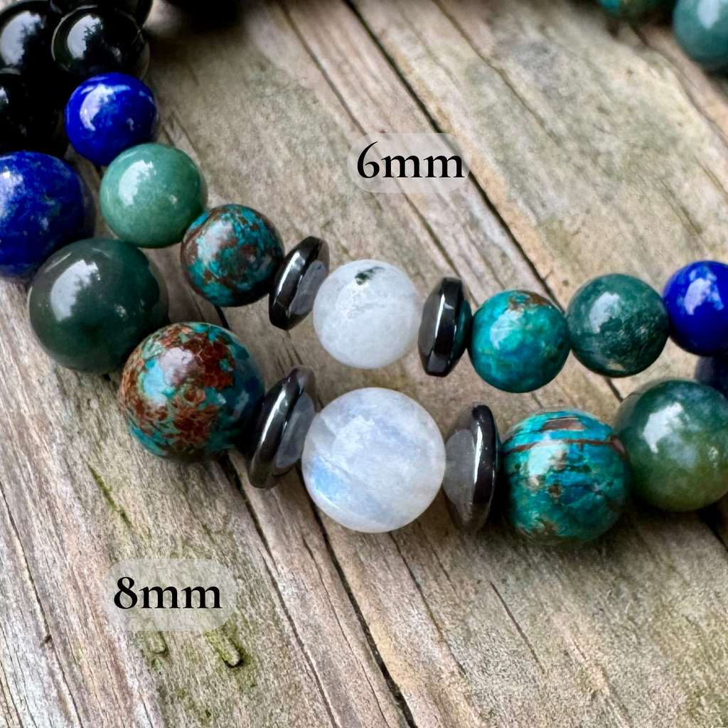 The Humble Virgo • Chrysocolla, Lapis, Moss Agate & Moonstone Zodiac Bracelet