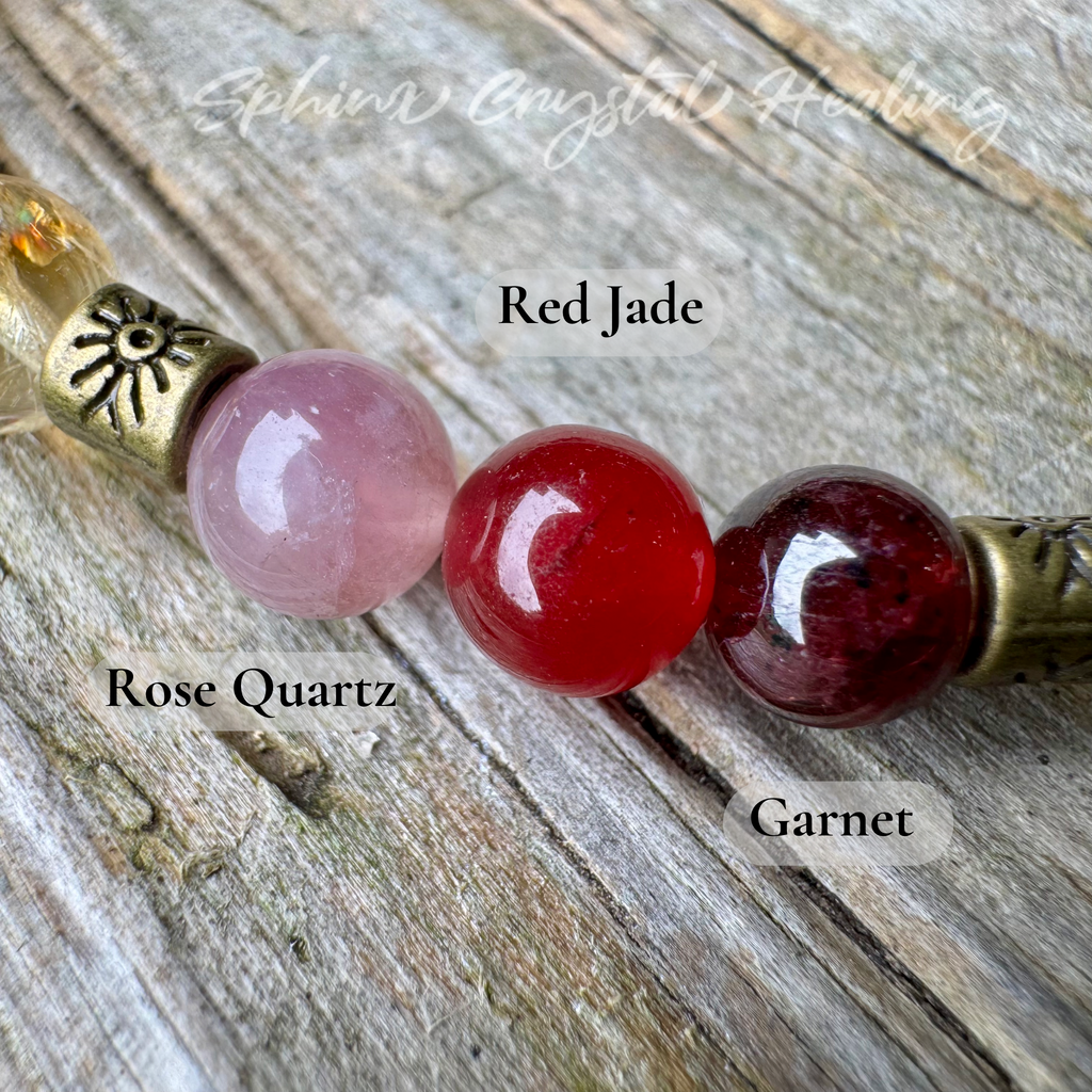The Heart of Lakshmi • Citrine, Garnet, Jade & Pyrite Prosperity Bracelet