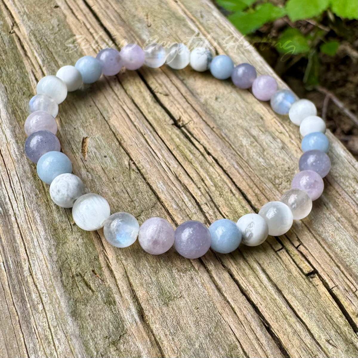 Lavender Dreams • Angelite, Lepidolite, Amethyst & Moonstone Calming Bracelet